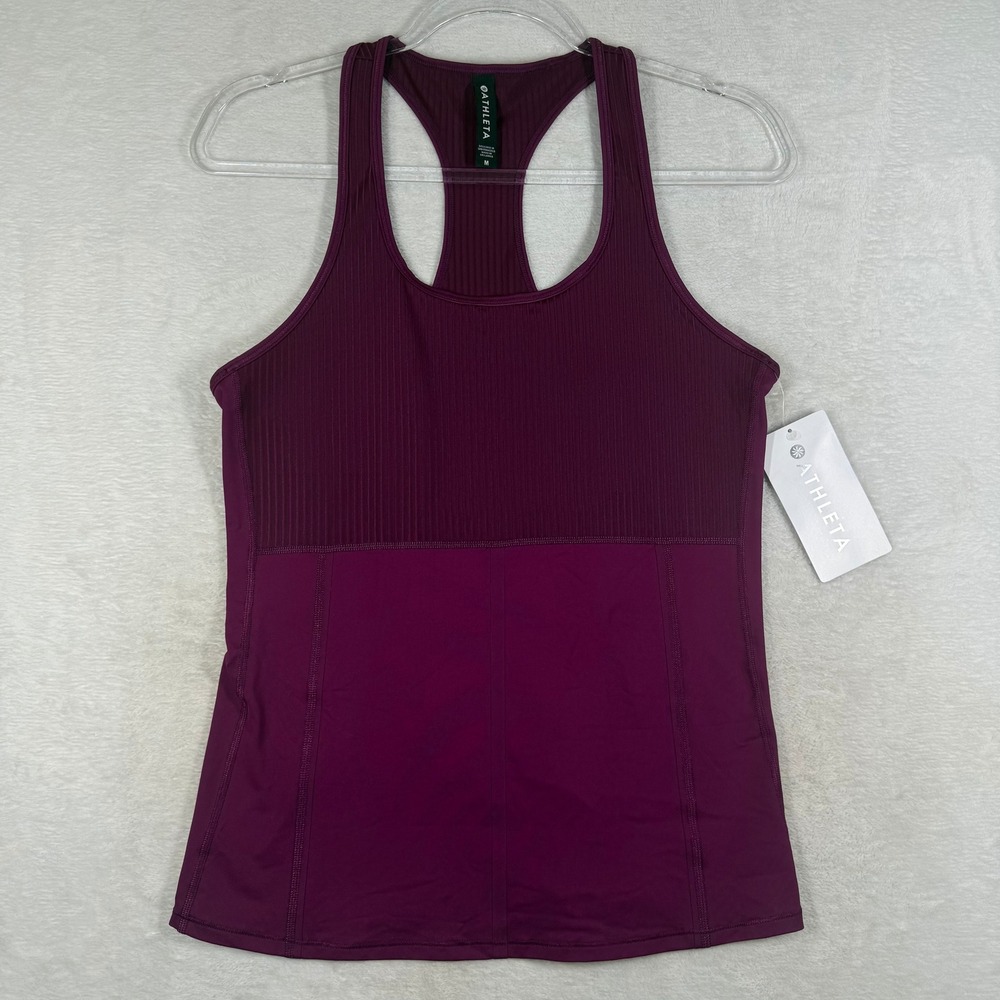 Athleta Vitality Rib Tank Plum Burgundy Racerback Activewear 633982-03 Size M